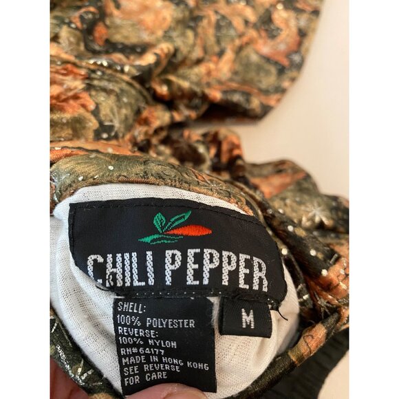 Chili Pepper Reversible Jacket Leaf Sparkle Pattern Windbreaker Zips Medium - Picture 7 of 14
